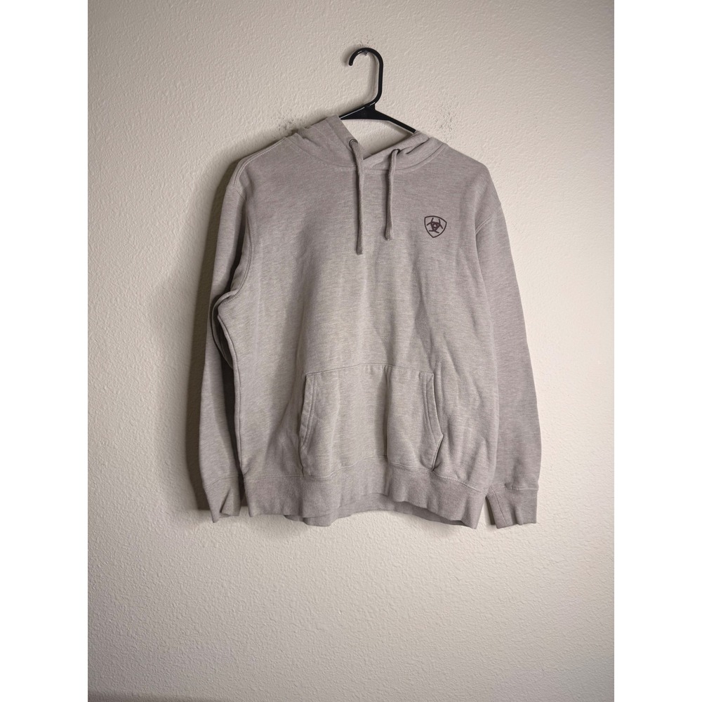Ariat REAL Western Hoodie Womens L Gray Sleeve Logo Graphic Pullover Sweatshirt